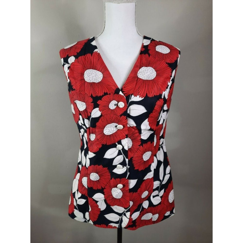 VTG 70s Saba California Flower Floral Mod Vest M